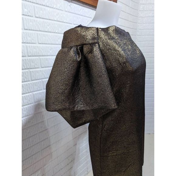 Halston Heritage Dress Size 4, NWT $525.00 Gold Off shoulder Cocktail Dress - Picture 9 of 9